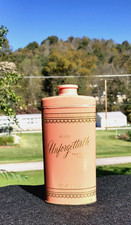 Vntg 1960's Avon Unforgettable Perfume Talcum Powder Tin ~Near full~Nice tin picture