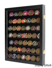 LOCKABLE Challenge Coin Display Case Casino Chip Shadow Box Cabinet Real Glass picture
