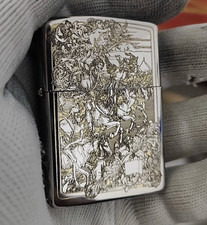 Zippo Four Horsemen of the Apocalypse Lighter Silver Engraved Collectible w Box picture
