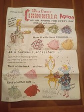 Vintage 1950s Walt Disney Cinderella Apron Pattern J.C. Penney Promo Booklet Art picture