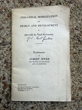 RARE WW2 First EditionTestimony Of Albert Speer Design & Development In Germany picture