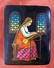 Rare Fedoskino Hand‑Painted Lacquer Box 3.5”X2.5”X1.5 Signed Box picture