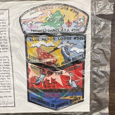 Blue Heron Lodge 349 Spirit of the Blue Heron 3 Patch Set COA #680 Sealed OA picture