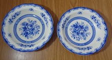 2 Chatham Maruta Japan Kasuga Ware Blue White Roses 7.5” Soup Bowls picture