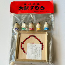 Japanese Taiko Sumo Wooden Traditional Crafts Wresting Figures Toy Family Game picture