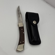 Vintage 1994 Buck 110 / USA Folding Pocket Knife w/ Leather Case Great Condition picture