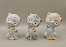 Vintage Lot of 3 Lefton Ceramic Kitten Cat Figurines Hand Painted SO CUTE picture
