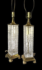 ELEGANT TALL DRESDEN GLASS TABLE LAMP W/ GOLD TONE ACCENTS  30in picture