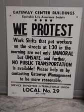 Vintage Picket Strike Sign Poster Pittsburgh 60's Letterpress Gateway Management picture