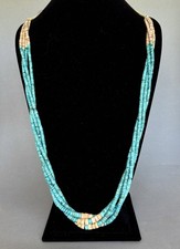 Vintage Navajo  4 strand Great Turquoise Necklace  32