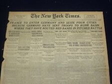1920 APRIL 5 NEW YORK TIMES - FRANCE TO ENTER GERMANY TO SEIZE 4 CITIES- NT 8281 picture