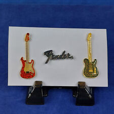 Vintage Fender Red and Green Enamel Guitars and Logo Set of 3 Pin Pinbacks picture