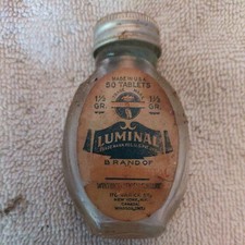 Vintage Luminal Phenobarbital Tablet Pill Oval Bottle  picture