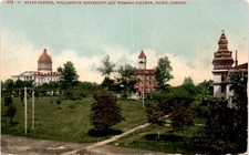 STATE CAPITOL, WILLAMETTE UNIVERSITY AND WOMENS COLLEGE, SALEM, Postcard picture