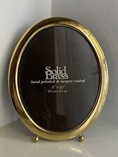 Vintage SOLID BRASS OVAL Footed PICTURE FRAME PHOTO EASEL  8x10 picture