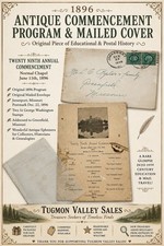 1896 Commencement Program & Mailed Cover Jamesport MO to Greenfield Antique  picture