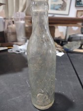 ANTIQUE Bibbey & Ferguson GLENS FALLS NY BOTTLE Clear EMBOSSED GLASS BLOB RARE  picture