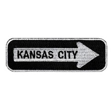 KANSAS CITY ONE-WAY SIGN EMBROIDERED IRON-ON PATCH applique MISSOURI SOUVENIR picture