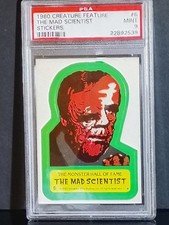 🔥 1980 Topps Creature Feature #6 MAD SCIENTIST Sticker PSA 9 MINT Horror picture