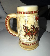 RARE Vintage 1981 Budweiser Holiday Stein - “Snow Covered Birch Trees” picture