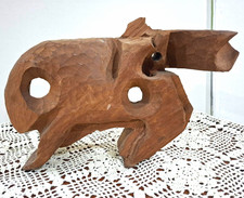 Vintage MCM Hand-carved Wood Sculpture Abstract Brutalist Folk Art Form 14” picture