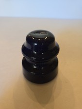 Vintage R. Thomas & Sons Deep Cobalt Blue Porcelain Pin-Type Insulator picture