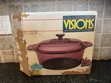 VTG Cranberry VISIONS 5 Qt/L Non Stick Dutch Oven~Corning Ware Pyrex 6015078 picture