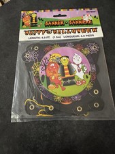 Vtg Unique Happy Halloween 8’ Hinged Letter Banner 4.9 Ft Die Cut Letters picture