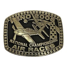 2005 Reno National Championship Air Race Brass Belt Buckle Vintage NOS AB picture