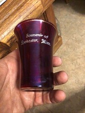 3.75” RUBY FLASH CUP SOUVENIR ROCHESTER MINN MN MINNESOTA 1900’S ADVERTISING picture