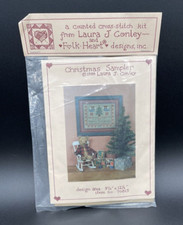VTG 1988 Christmas Sampler Laura Conley Cross Stitch Kit No. 70813 Folk Heart picture