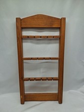 Vtg Wood Souvenir Spoon Jewelry Holder Wall Display Rack 18.5