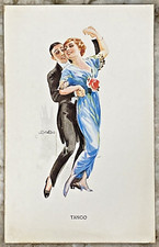 TANGO Couple Dancing Art Signed Luis Usaba Glossy DB Postcard B188 picture