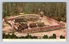 Tacoma WA-Washington, Aerial Old Fort Nisqually, Antique, Vintage Card Postcard picture