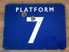 Vintage BR British Rail Platform 7 Railway Station Porcelain Railroad Sign picture