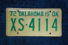 1972 Oklahoma License Plate picture