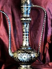 Old XL 31” Middle Eastern Turkish Floral Etched Brass Ewer Aftaba Teapot 10 Lbs picture