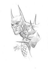 DC Artist Ivan Reis Absolute Batman Original Art Pencil Drawing Sketch bust 9x12 picture