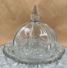 Vintage Glass Covered Butter Dish 5” picture
