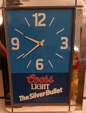 Vintage 1990 Coors Light The Silver Bullet Wall Clock 17”x12” Works picture