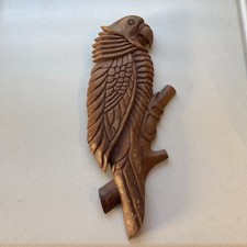 Vtg Hand Carved~Hand Painted~Wooden Parrot Plaque 17”~GREAT PIECE picture