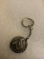 vintage TINACTIN pharmaceutical  Keychain token ornate old coin metal picture