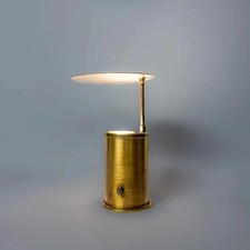 Mid Century Table Lamp - Antique Brass Sculptural Accent Light Halloween Gift picture