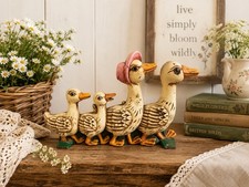Vintage Cast Iron Ducks In A Row Doorstop Shabby Chic Farmhouse Cottage Core picture