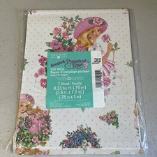 New Vintage 1992 Peppermint Rose American Greetings Gift Wrap SCENTED Paper  picture