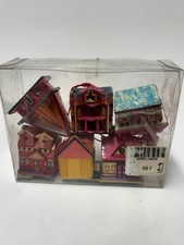 Vintage Wheat Straw Marquetry House Ornaments Set of 6 Miniature. MEOW REO? picture