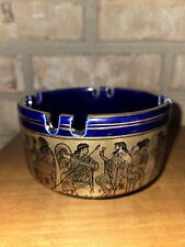 Vintage Neofitoy Keramik Cobalt Blue & 24K Gold Ashtray-Handmade In Greece picture