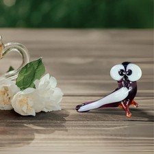 Purple Owl Figurine, Mini Glass Murano Quality Lampworking Glass Figurine picture