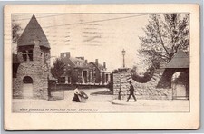 1909 St. Louis MO West Entrance to Portland Place Gatehouse Vintage Postcard picture
