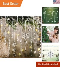 Dazzling 18-Piece Acrylic Snowflake and Icicle Ornaments - Perfect for Christmas picture